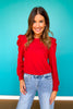 SSYS Shelley Long Puff Sleeve Top In Red