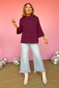 SSYS The Betsy Mock Neck Bell Sleeve Sweater In Purple, ssys saturday steal, ssys sweater, basic sweater, must have sweater, elevated sweater, fall fashion, fall sweater, mom style, ssys by mallory fitzsimmons
