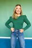 SSYS Lacey Stripe Crew Neck Long Sleeve Top In Green Navy
