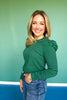 SSYS Lacey Stripe Crew Neck Long Sleeve Top In Green Navy
