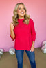SSYS The Betsy Mock Neck Bell Sleeve Sweater In Red, ssys saturday steal, ssys sweater, basic sweater, must have sweater, elevated sweater, fall fashion, fall sweater, mom style, ssys by mallory fitzsimmons