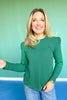 SSYS Lacey Stripe Crew Neck Long Sleeve Top In Green Navy