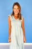 Mint Flutter Sleeve Smocked V Neck Tiered Dress *FINAL SALE*