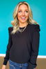 SSYS Shelley Long Puff Sleeve Top In Black