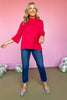 SSYS The Betsy Mock Neck Bell Sleeve Sweater In Red, ssys saturday steal, ssys sweater, basic sweater, must have sweater, elevated sweater, fall fashion, fall sweater, mom style, ssys by mallory fitzsimmons
