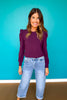 SSYS Shelley Long Puff Sleeve Top In Dark Purple