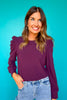 SSYS Shelley Long Puff Sleeve Top In Dark Purple