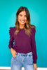 SSYS Shelley Long Puff Sleeve Top In Dark Purple