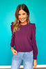 SSYS Shelley Long Puff Sleeve Top In Dark Purple