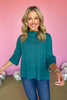 SSYS The Betsy Mock Neck Bell Sleeve Sweater In Teal, ssys saturday steal, ssys sweater, basic sweater, must have sweater, elevated sweater, fall fashion, fall sweater, mom style, ssys by mallory fitzsimmons