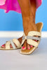 Cream Raffia Rhinestone Band Sandals