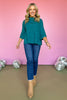 SSYS The Betsy Mock Neck Bell Sleeve Sweater In Teal, ssys saturday steal, ssys sweater, basic sweater, must have sweater, elevated sweater, fall fashion, fall sweater, mom style, ssys by mallory fitzsimmons
