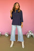 SSYS The Betsy Mock Neck Bell Sleeve Sweater In Navy, ssys sweater, must have sweater, basic sweater, bell sleeve sweater, elevated style, fall style, fall fashion, saturday steal, elevated saturday steal, mom style, ssys by mallory fitzsimmons