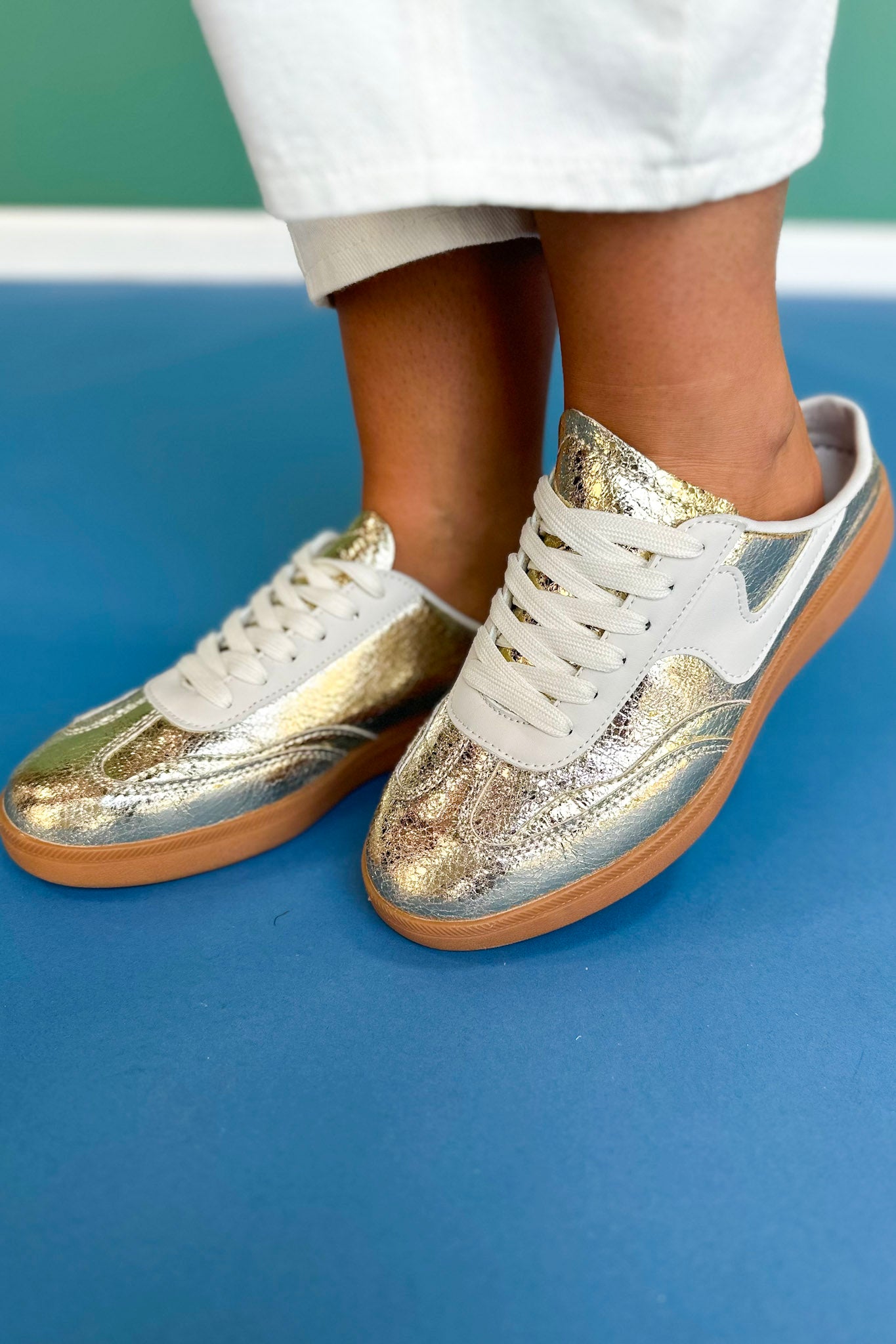 Gold Metallic Slip On Sneakers