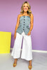 Denim Strapless Angled Hem Button Down Top *FINAL SALE*