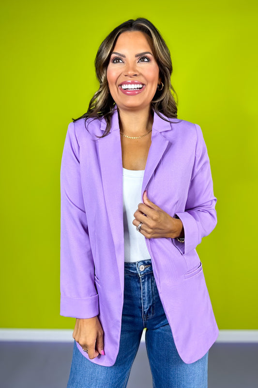 Bright Lavender Open Front Classic Blazer *FINAL SALE*