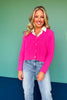 SSYS Lizzy V Neck Cable Knit Cardigan In Pink