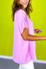Mauve Collared V Neck Short Sleeve Top *FINAL SALE*