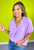 Lavender Collared V Neck Short Sleeve Top *FINAL SALE*