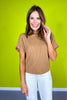 Tan Mock Neck Side Shirred Sweater *FINAL SALE*