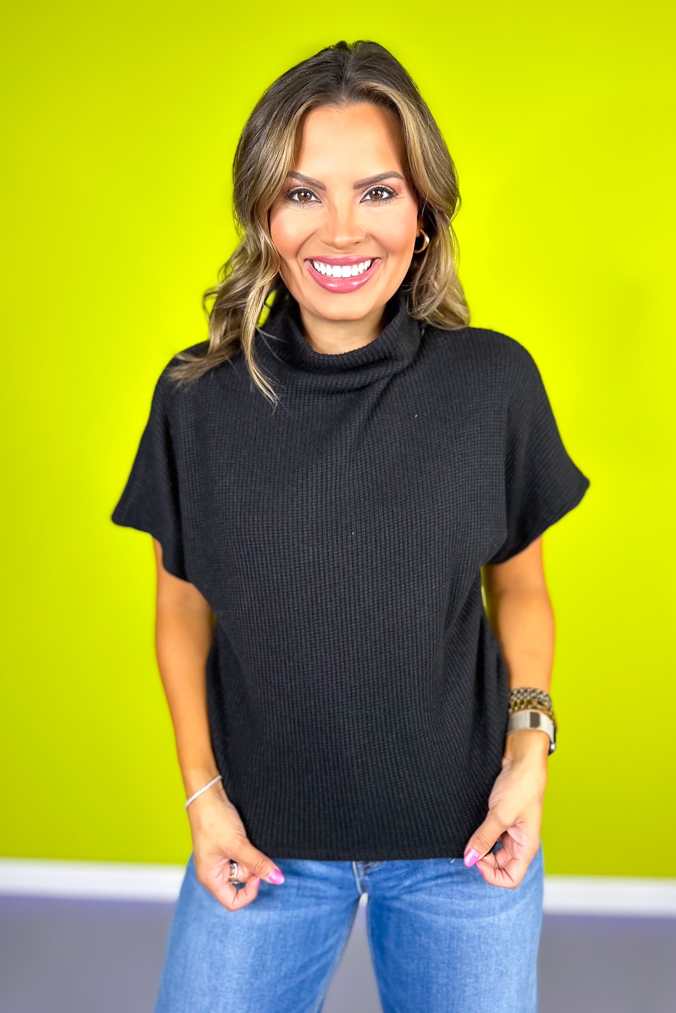 Black Mock Neck Side Shirred Sweater *FINAL SALE*