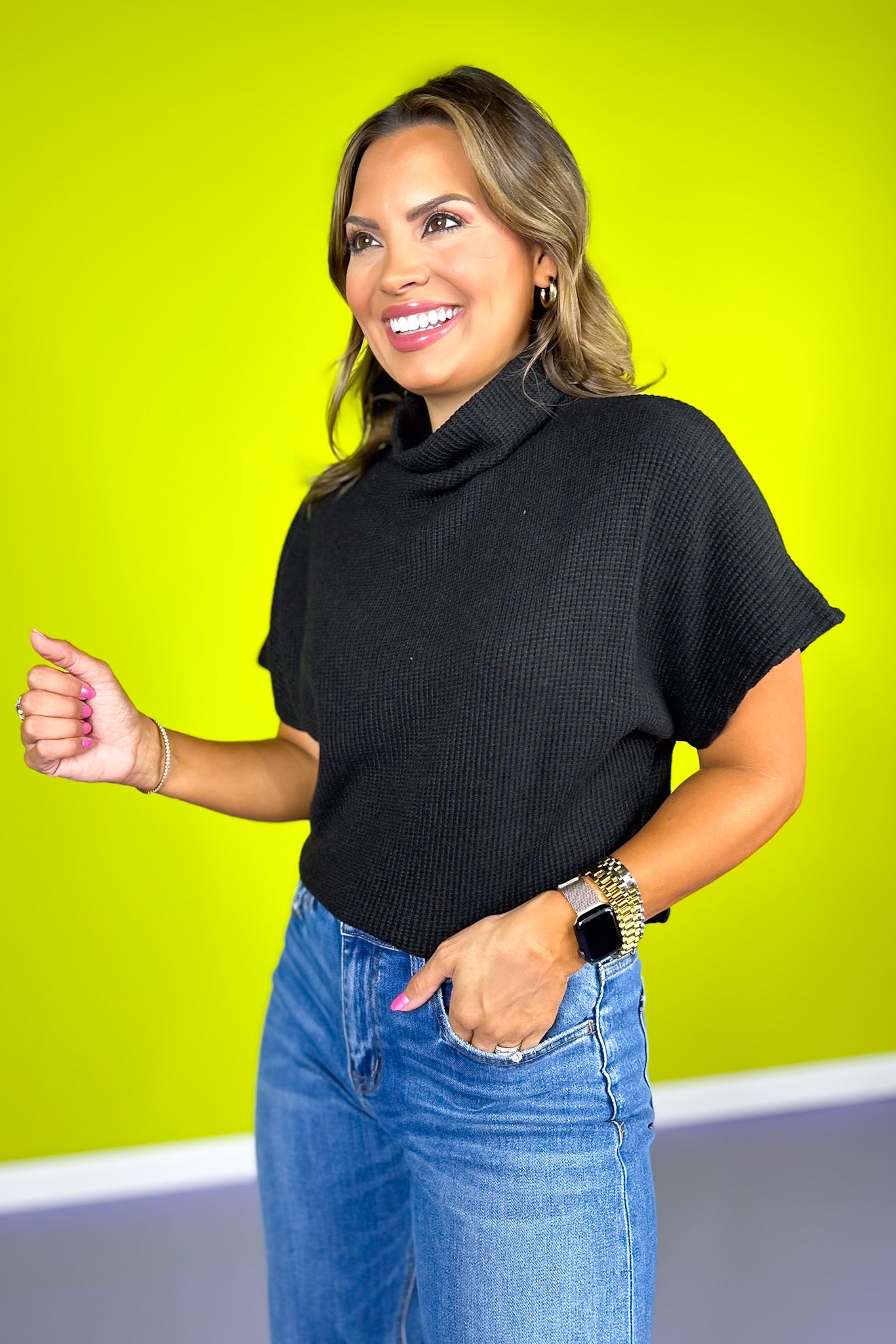 Black Mock Neck Side Shirred Sweater *FINAL SALE*