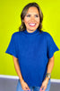 Light Navy Mock Neck Side Shirred Sweater *FINAL SALE*