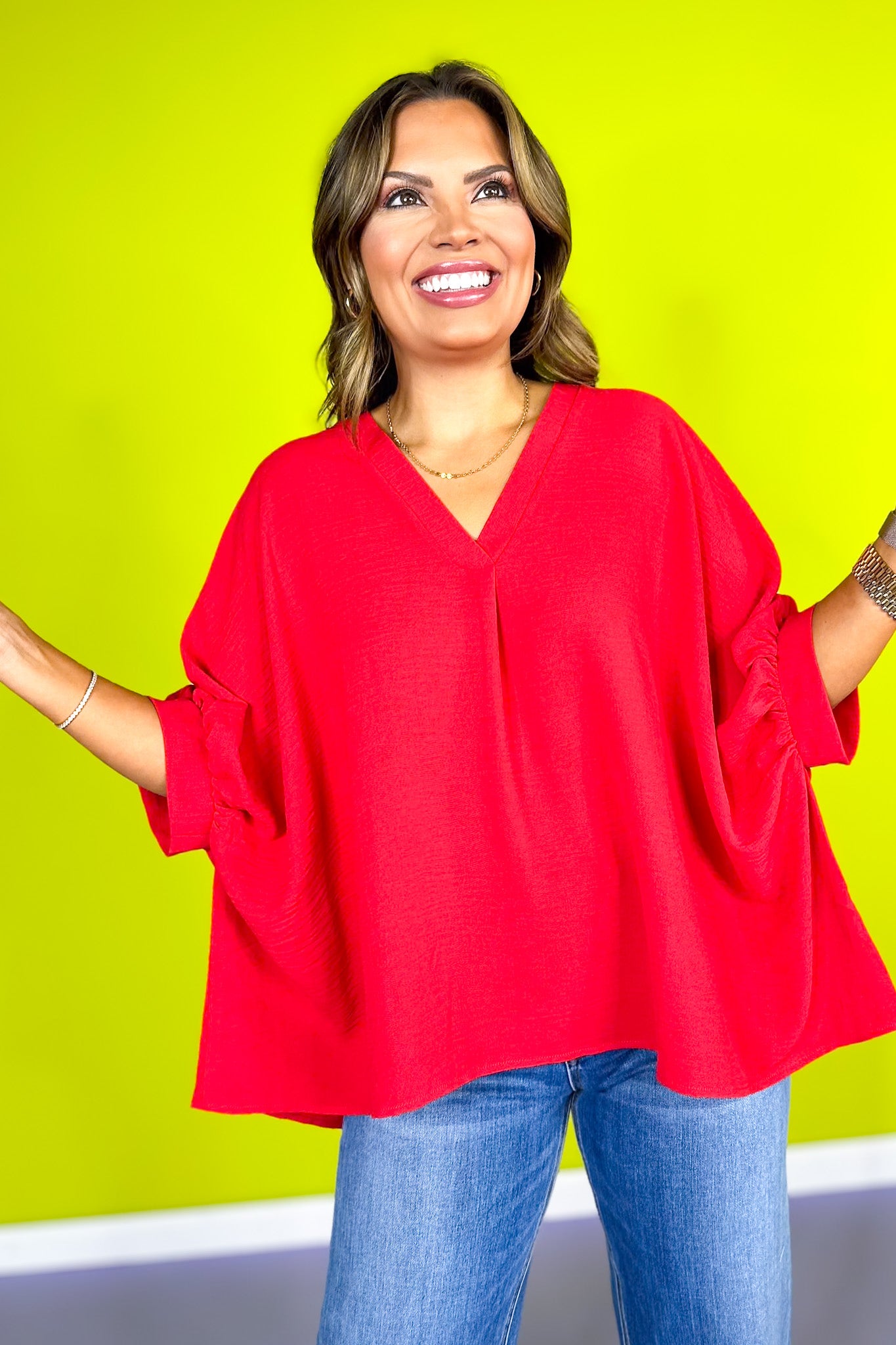 Ruby V Neck Half Puff Sleeve Top *FINAL SALE*