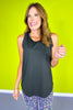 SSYS Black Ruffle Racerback Honeycomb Active Tank Top