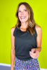 SSYS Black Ruffle Racerback Honeycomb Active Tank Top