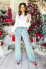 SSYS The Nicole Rhinestone Stripe Wide Leg Denim Trousers, ssys jeans, ssys holiday, ssys denim, holiday jeans, holiday denim, elevated denim, ssys the label, rhinestone jeans, ssys by mallory fitzsimmons