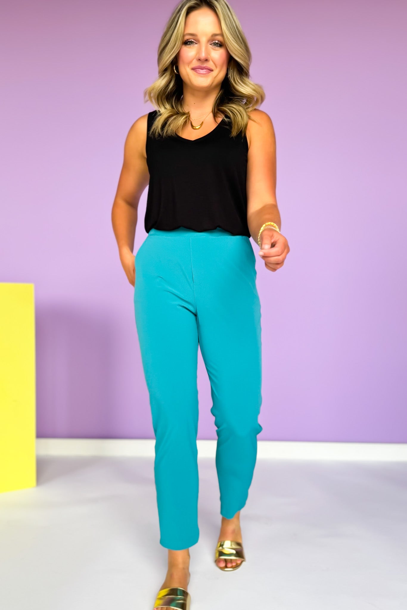 Blue Crinkle Woven Straight Leg Joggers *FINAL SALE*