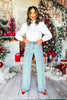 SSYS The Nicole Rhinestone Stripe Wide Leg Denim Trousers, ssys jeans, ssys holiday, ssys denim, holiday jeans, holiday denim, elevated denim, ssys the label, rhinestone jeans, ssys by mallory fitzsimmons