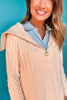 SSYS Tori Exaggerated Collar Zip Knit Pullover In Autumn Cream