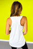 SSYS White Ruffle Racerback Honeycomb Active Tank Top