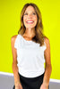 SSYS White Ruffle Racerback Honeycomb Active Tank Top