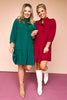 Hunter Green Ruffle Neck Drop Waist Dress, must have dress, must have style, fall style, fall fashion, elevated style, elevated style, mom style, shop style your senses by mallory fitzsimmons, ssys by mallory fitzsimmons