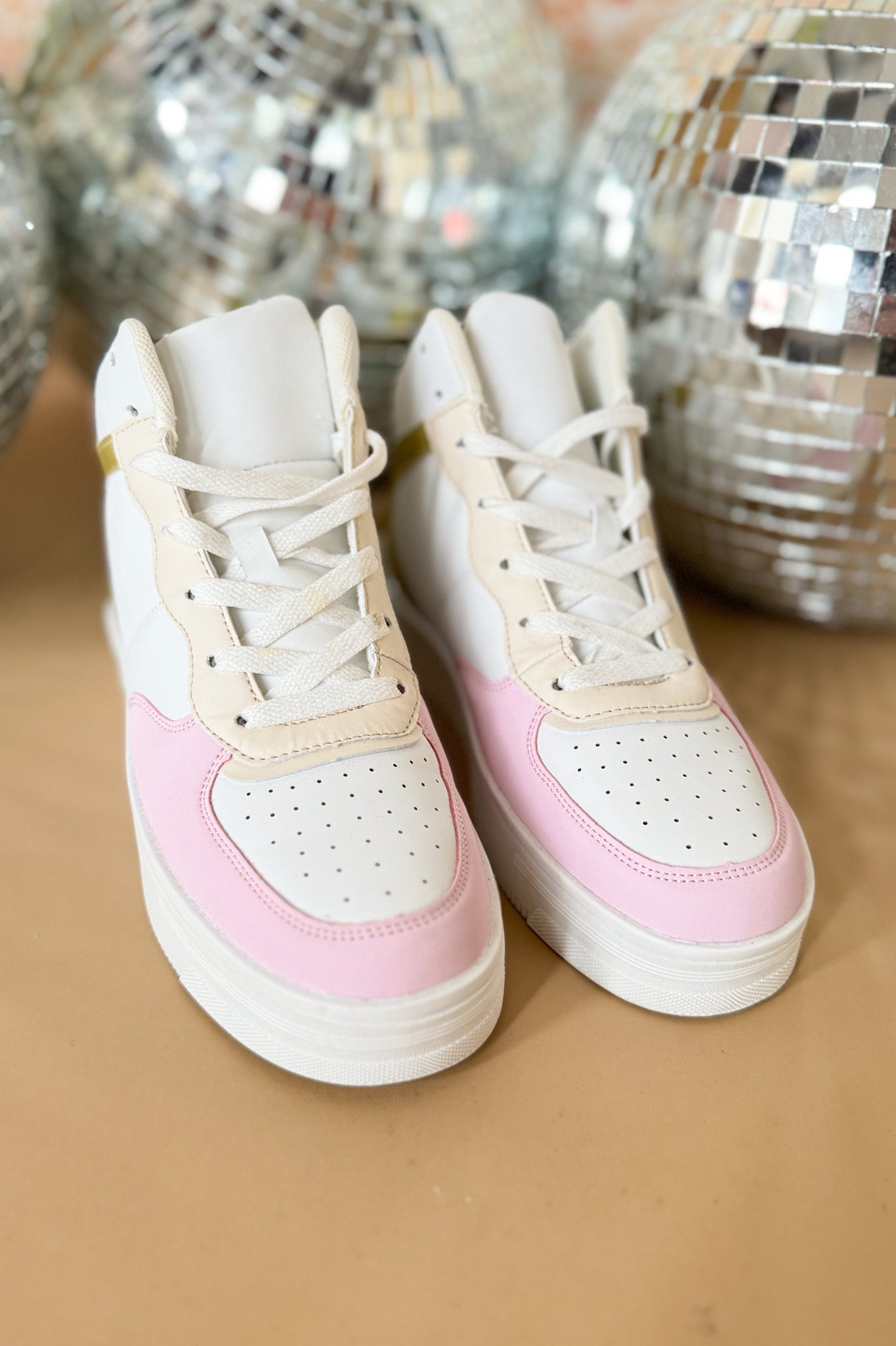 Pink Striped High Top Sneakers *FINAL SALE*, SHOES, SNEAKER,MUST HAVE SNEAKER, HIGH TOP SNEAKER, WHITE SNEAKER, MOM STYLE, CASUAL STYLE, SSYS BY MALLORY FITZSIMMONS