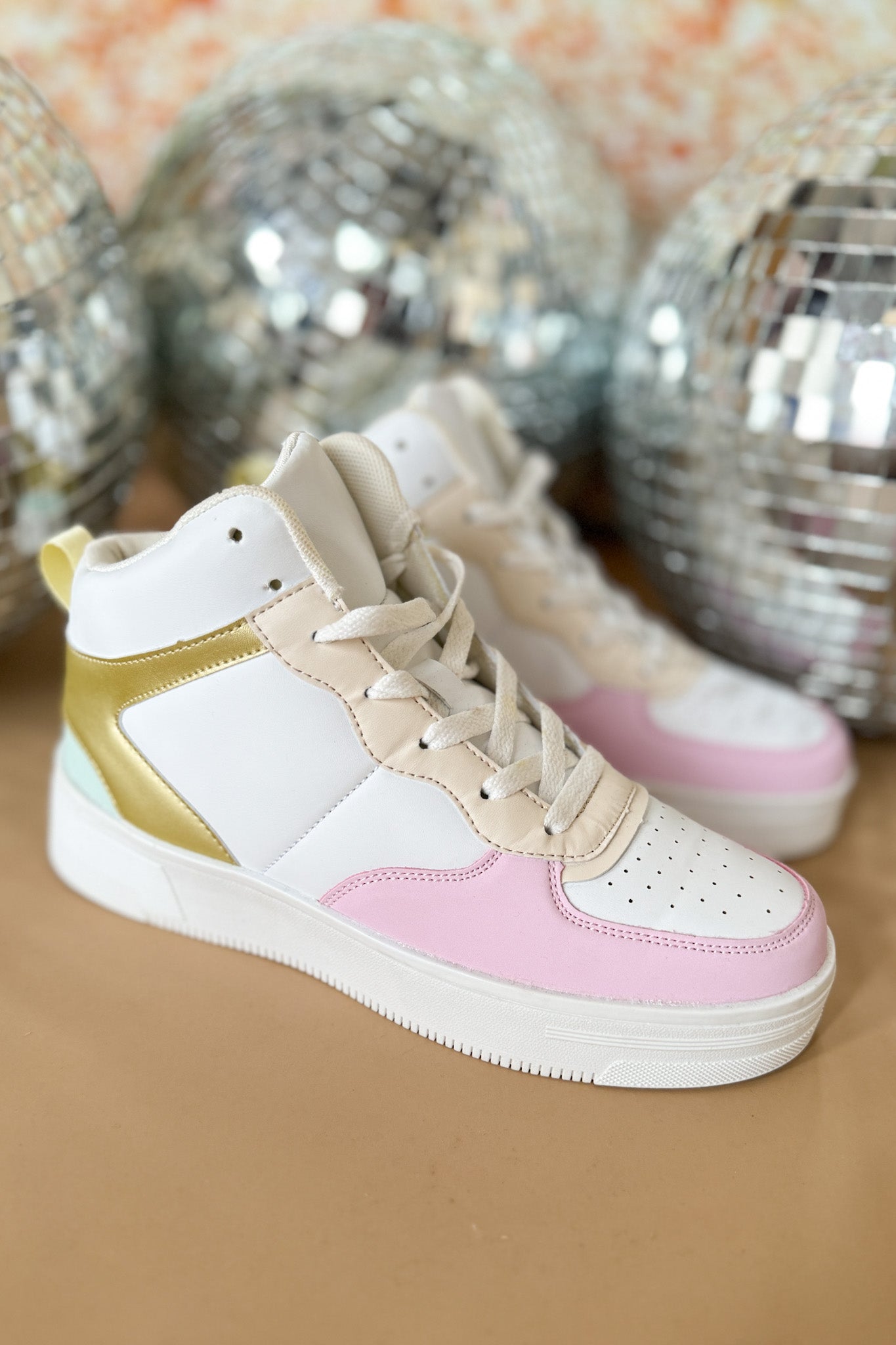 Pink Striped High Top Sneakers *FINAL SALE*, SHOES, SNEAKER,MUST HAVE SNEAKER, HIGH TOP SNEAKER, WHITE SNEAKER, MOM STYLE, CASUAL STYLE, SSYS BY MALLORY FITZSIMMONS