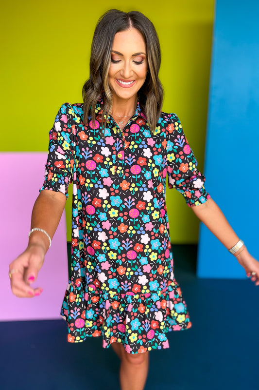 SSYS The Phoebe Smocked Long Sleeve Dress In Folk Floral *FINAL SALE*