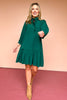 Hunter Green Ruffle Neck Drop Waist Dress, must have dress, must have style, fall style, fall fashion, elevated style, elevated style, mom style, shop style your senses by mallory fitzsimmons, ssys by mallory fitzsimmons