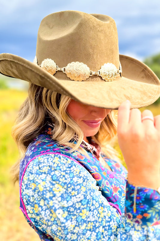 Dark Olive Concho Band Cowboy Hat