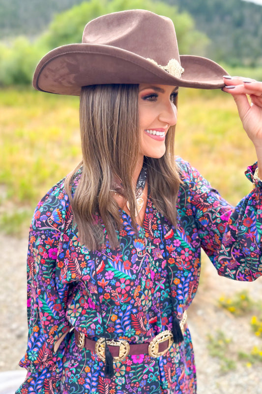 Dark Brown Concho Band Cowboy Hat