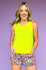 SSYS Ruffle Twist Back Honeycomb Active Tank In Neon Yellow *FINAL SALE*