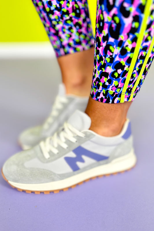 Grey Suede Heel Accent Sneakers