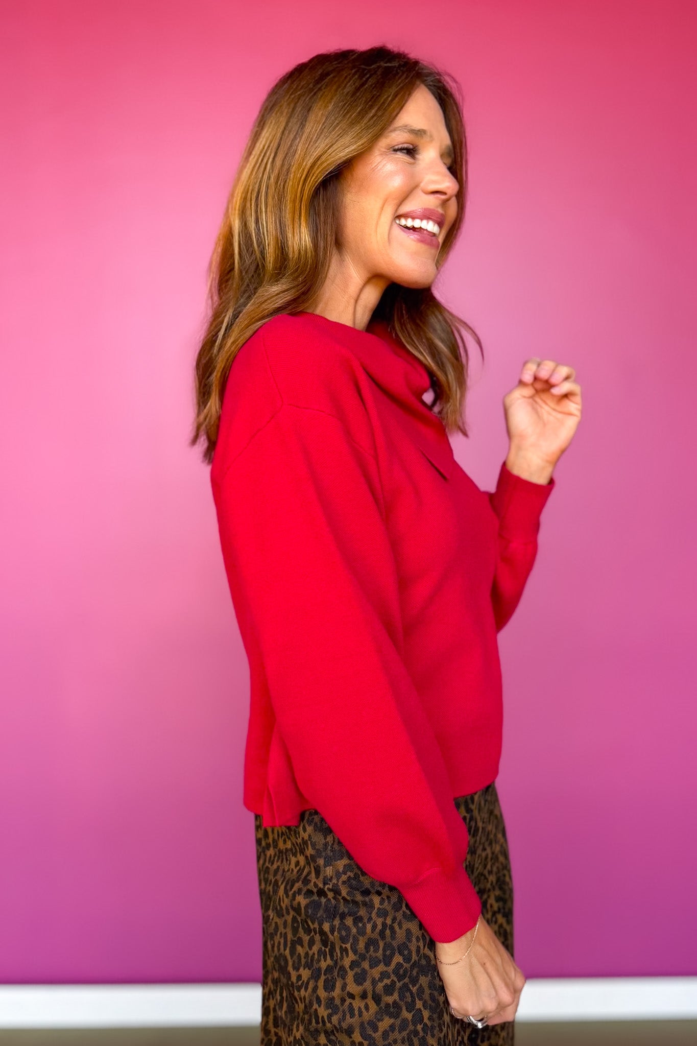 SSYS Farrah Bandana Long Sleeve Sweater In Red