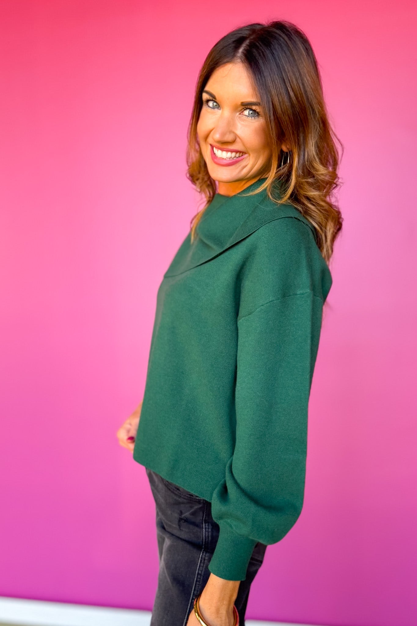 SSYS Farrah Bandana Long Sleeve Sweater In Hunter