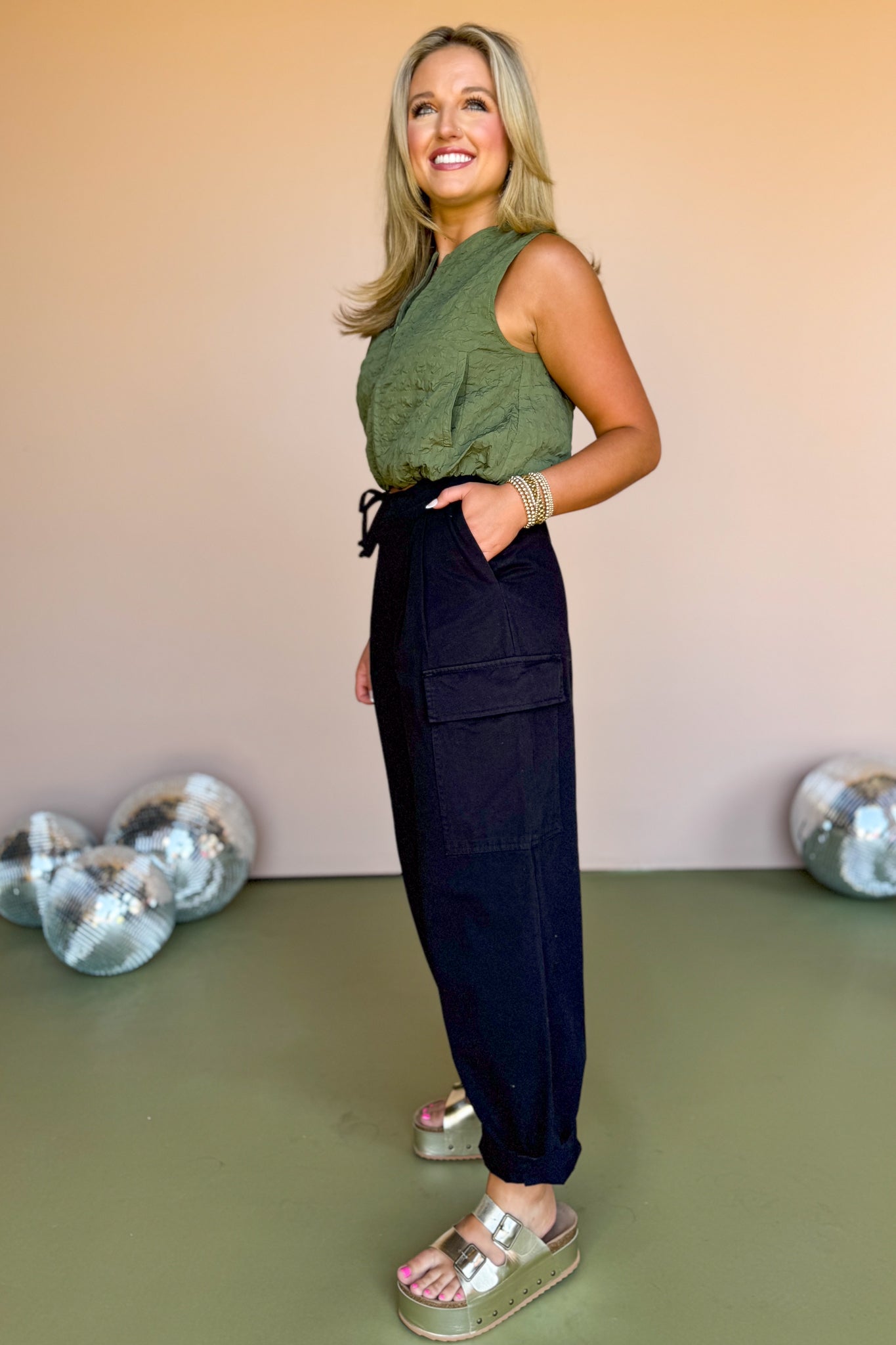 Black High Waist Drawstring Cargo Pants, must have pants, must have style, street style, fall style, fall fashion, fall pants, elevated style, elevated pants, mom style, shop style your senses by mallory fitzsimmons, says by Mallory Fitzsimmons