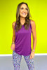 SSYS Purple Ruffle Racerback Honeycomb Active Tank Top