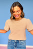 SSYS Teagan Striped Short Sleeve Top In Taupe